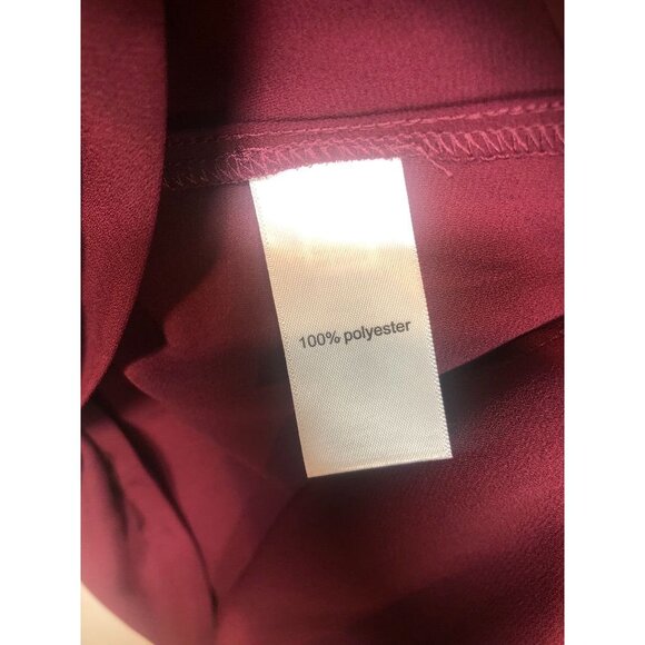 Maurices Button Front Blouse Maroon Burgundy Knot Front Long Sleeved Women's XL - Picture 9 of 9